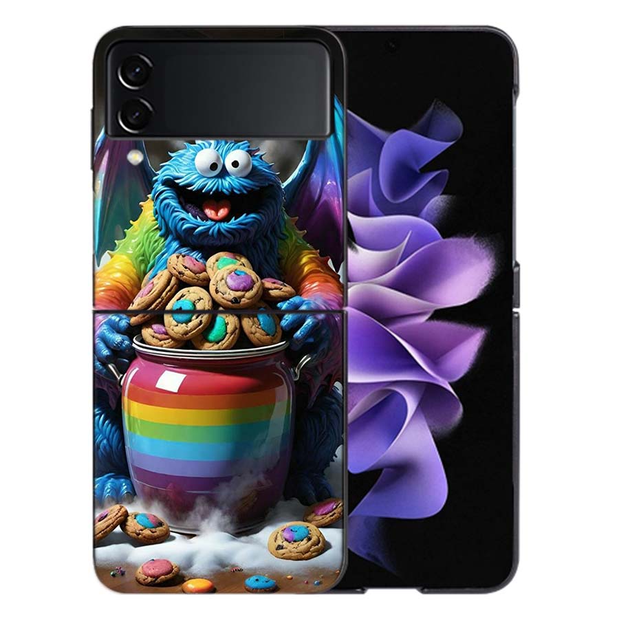 Funny Cookie M-Monster Phone Case For Samsung Z Flip 6 7 5G Galaxy Z Flip 5 4 3 5G Cases Shockproof Hard Cover TPU