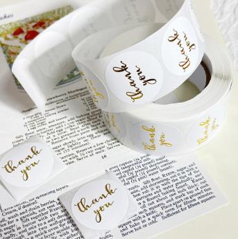 Thank You For The Stickers Stickers Pink And Black Hot Stamping Sealing Envelope Gift, Wedding Roll Up And Circular Shape