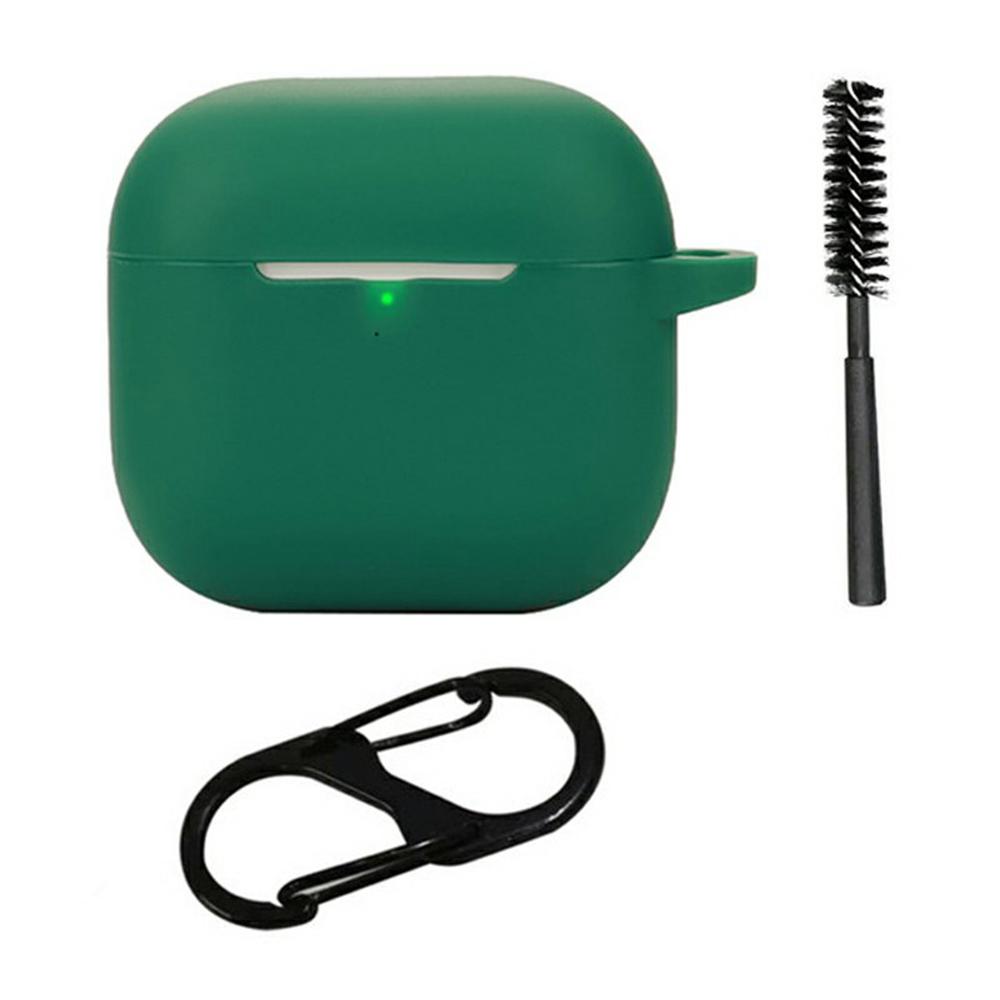 For AirPods 4 Silicone Case Bluetooth-Compatible Earphones Protective Cover with Anti-Lost Buckle + Cleaning Brush