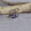 Twig Silver Ring  Natural Amethyst Ring  Leaf Engagement Ring  Promise Ring For Her  Women's Branch Ring  Sterling Silver Branch Ring