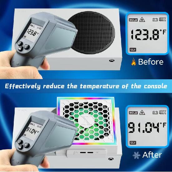RGB Cooling Fan for Xbox Series S Console with 3 Adjustable Fan Speed, High Speed Fan Cooler System for Xbox Series S Accessories, Fits Horizontal or