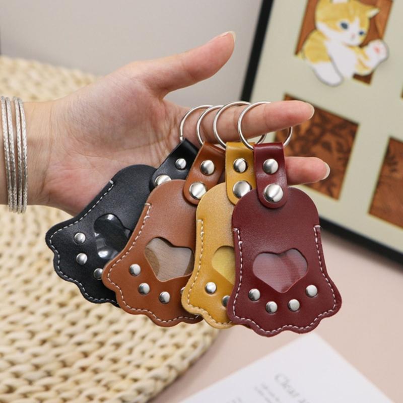Fashionable Pet Hair Memorial Keychain PU Leather Souvenir Pouch For Cats Dogs Furs Storage Animal Accessories Keyring