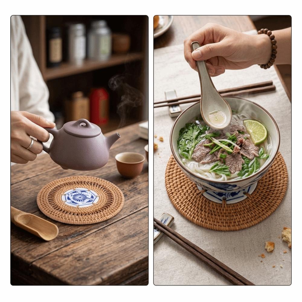 Autumn Vine Tea Set Pad Handcraft Anti Scald Mat Heat Dissipation Coaster Tea Table