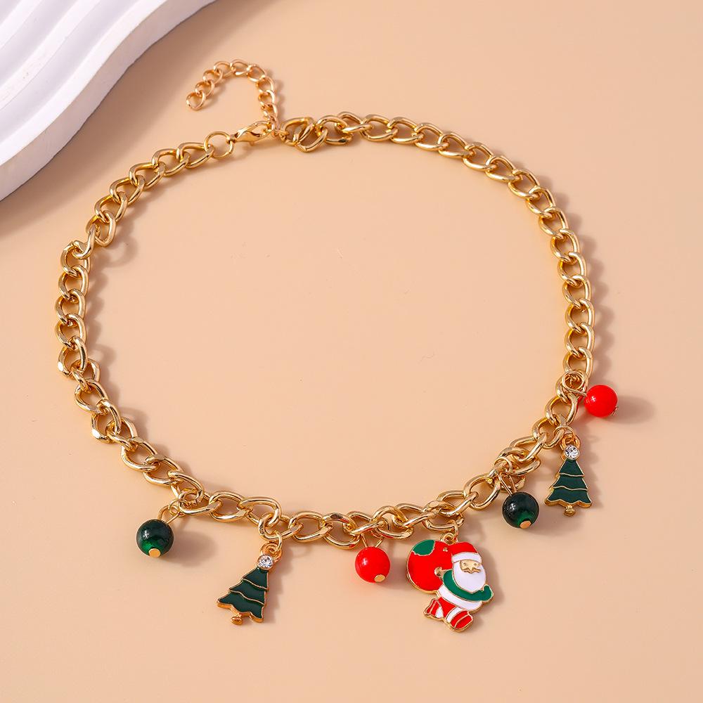 Christmas Multilayer Clavicle Necklaces: European & American Style with Rice Beads & Polymer Clay
