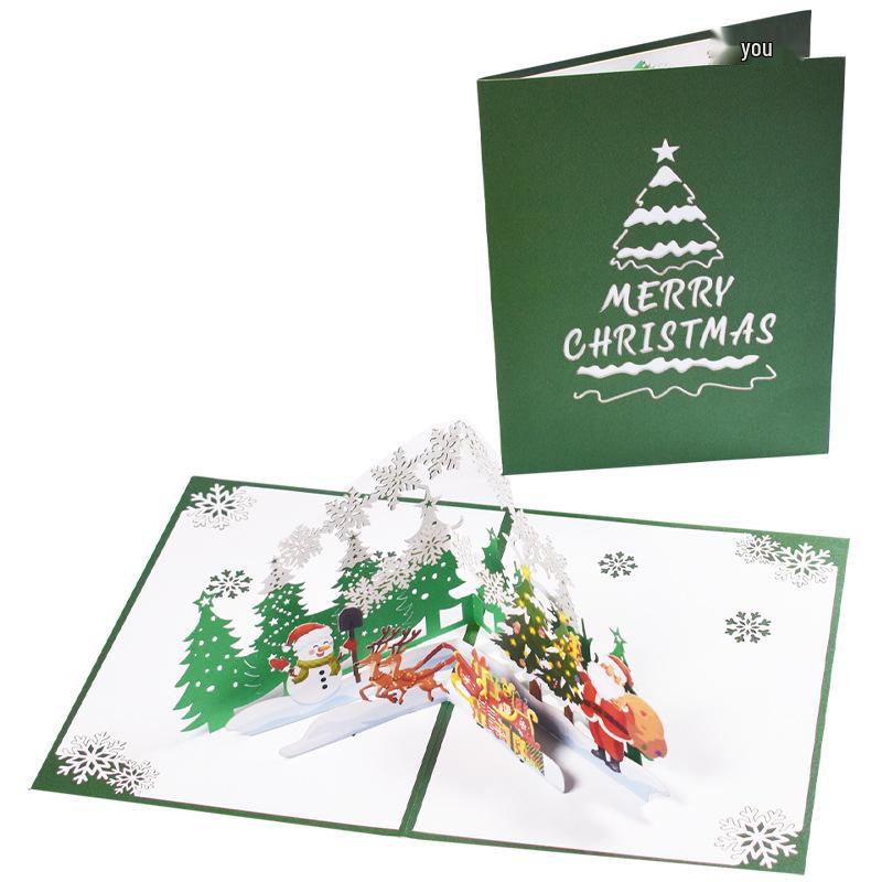 Creative 3D Pop-up Holiday Greeting Card with Christmas Wishes
