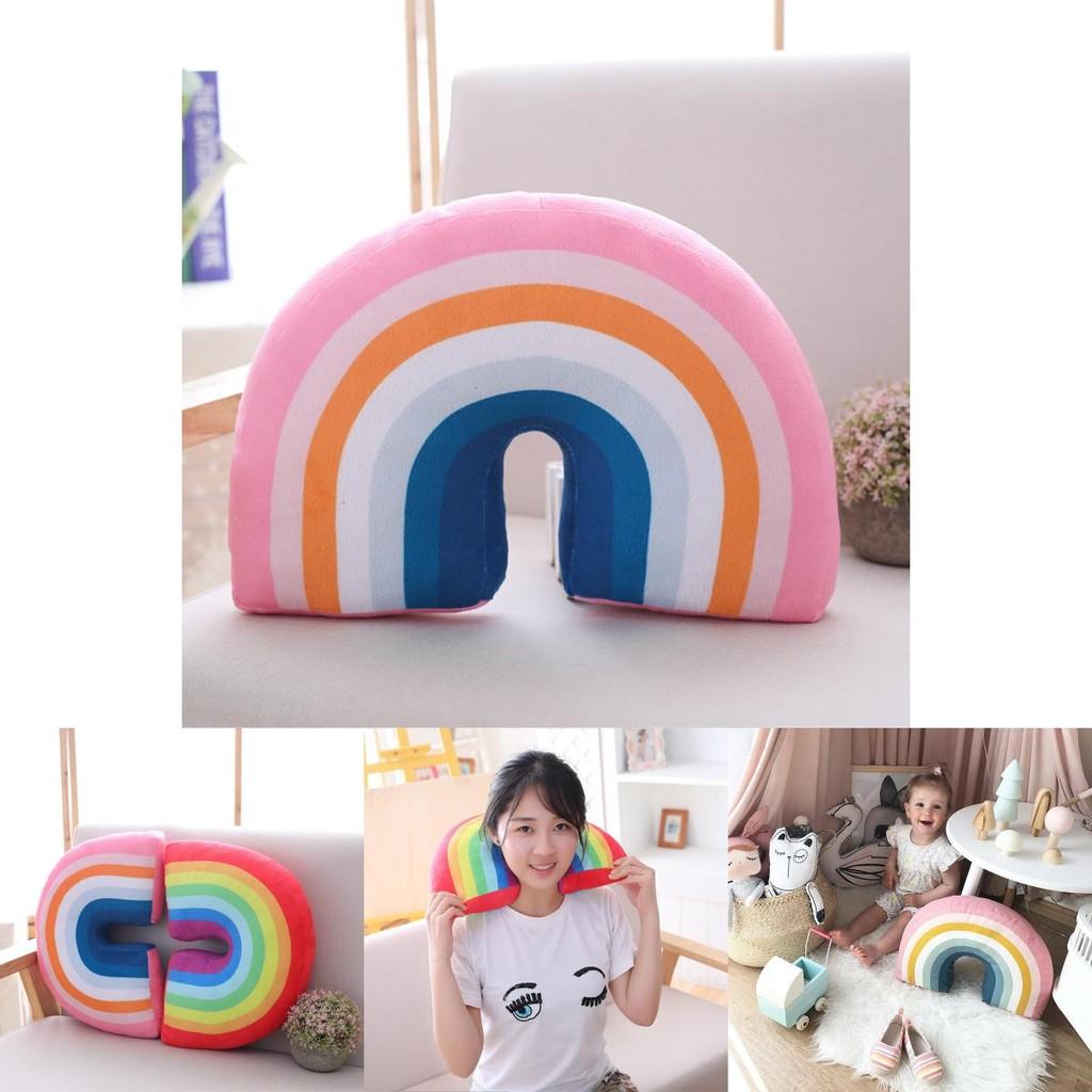 Multicolour Rainbow Plush Pillow Cushion Ideal For Relaxation And Decoration