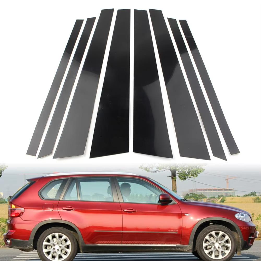 Pour BMW X5 E70 2007-2013 Garniture de montant de pilier de porte de voiture Panneau de couverture Noir Décoration 2007 2008 2009 2010 2011 2012 2013 8 pièces