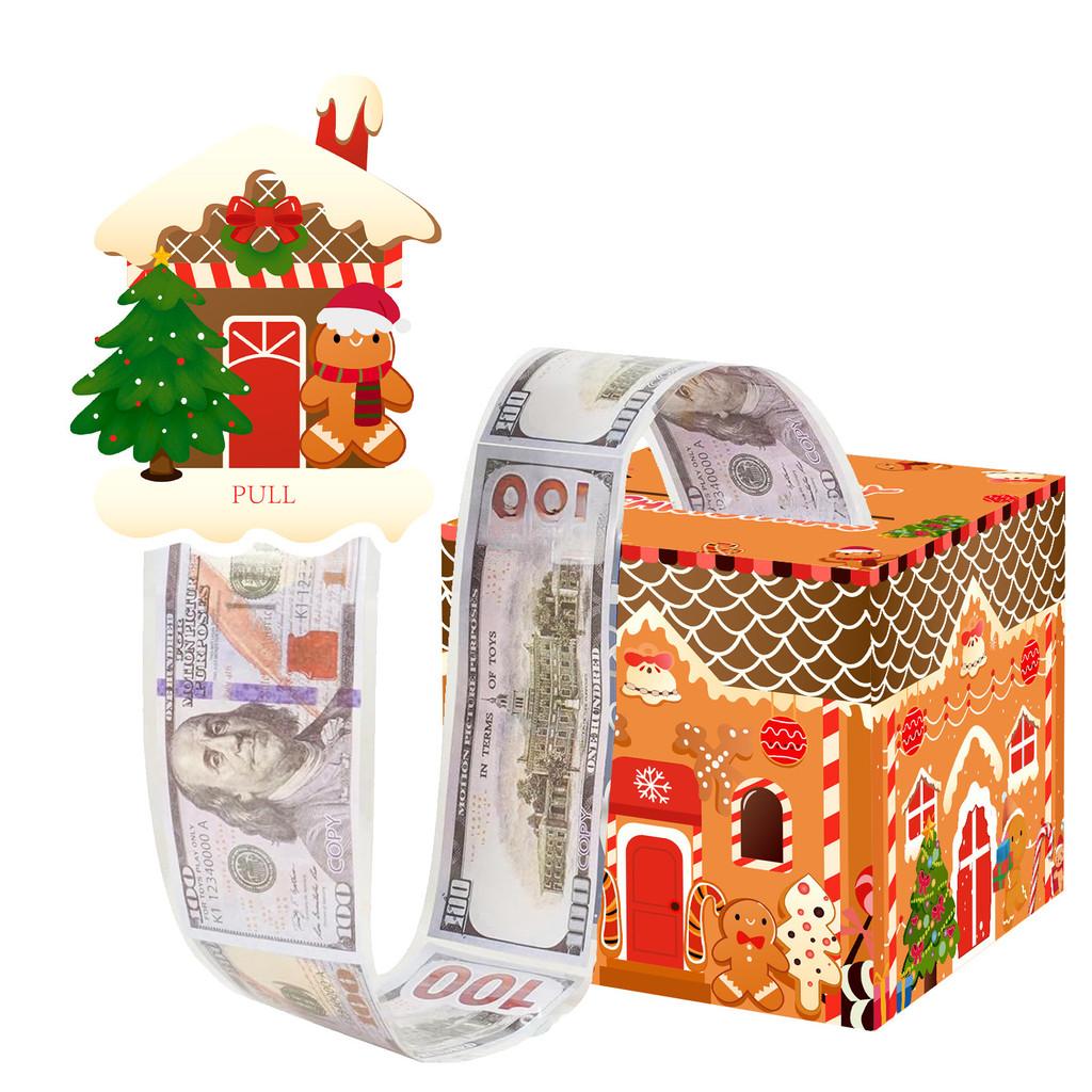 Decor Christmas Gingerbread Man House Pattern Gift Box With Material Paper
