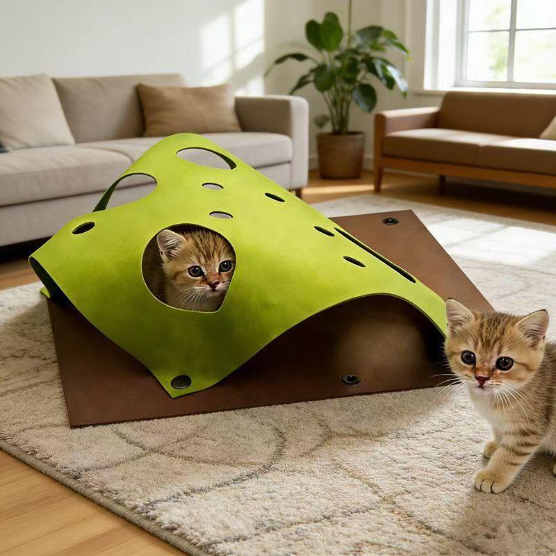 Cat Tunnel Toy Interactive Maze Play Mat Hide And Seek Carpet For Indoor C Kittens Exercise Training Stress Relief