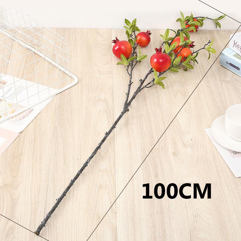 Hengrui Simulation Persimmon, Pomegranate, and Lemon Branches with Leaves for New Year Home Decoration