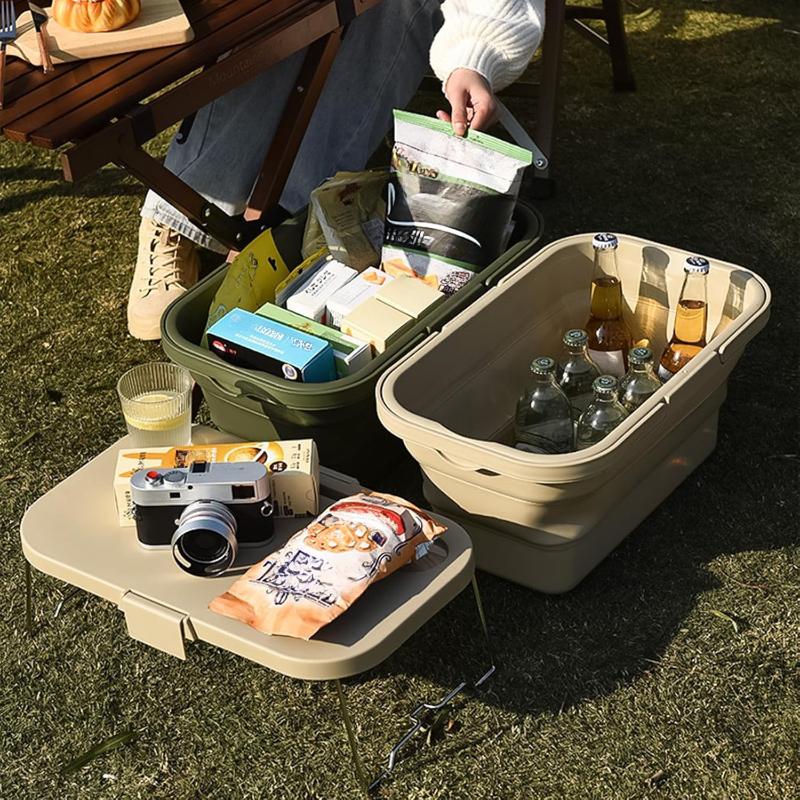 One Foldable Outdoor Picnic Basket, Portable, Lightweight, Durable, Multi-Functional, Large Capacity, with Built-in Table