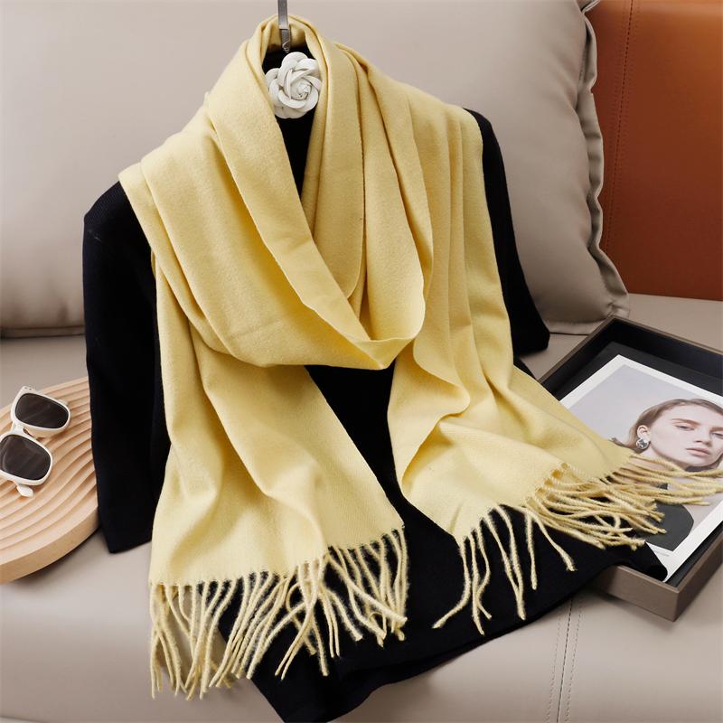 New Winer Warm Cashmere Scarf for Women Fashion Solid Thick Blanket Pashmina Shawl Wrap Female Bufanda Echarpe Foulard