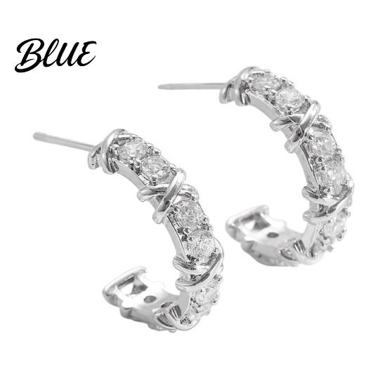 Two-tone Earrings 1 Pair Women C-Ring Shape Ear Buckle Design