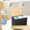 Wood Tampon Holder Bathroom Pad and Tampon Storage Box with Lid and Drawer Feminine Product Organizer for Toilet Desktop Decor