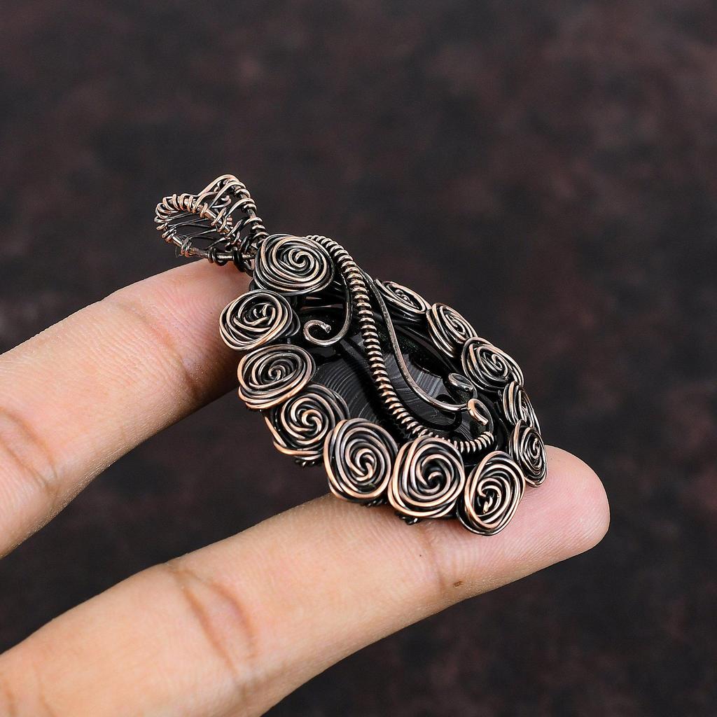 Psilomelane Pendant Copper Wire Wrapped Pendant Gemstone Pendant Handmade Copper Wire Wrapped Jewelry Wedding Gift For Her Designer Pendant