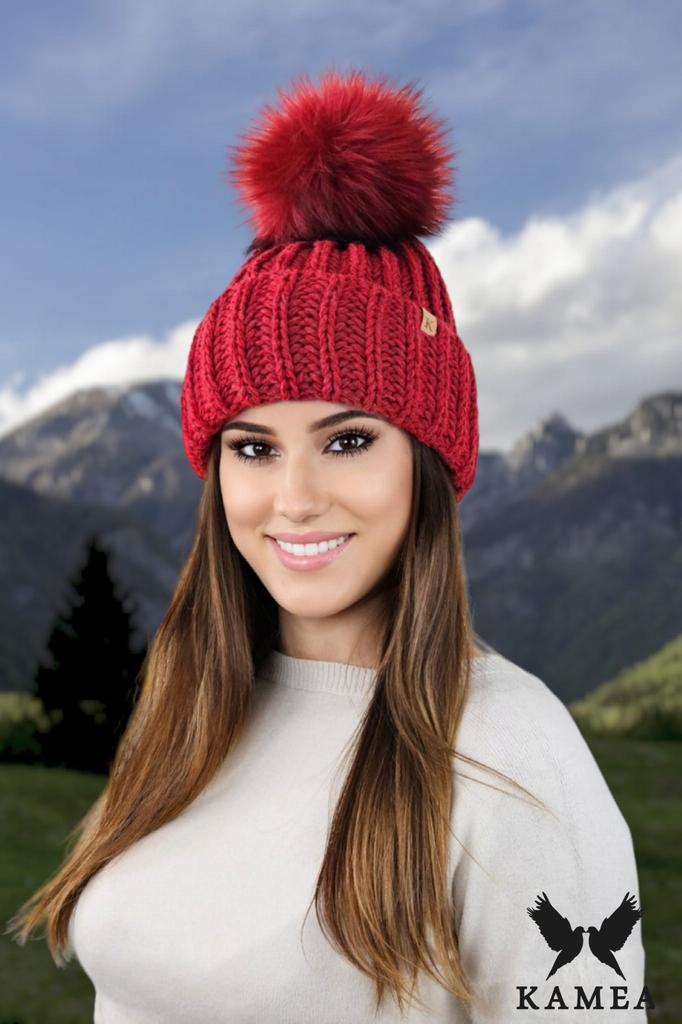 Nerea Winter Hat Thick Weave Color Red
