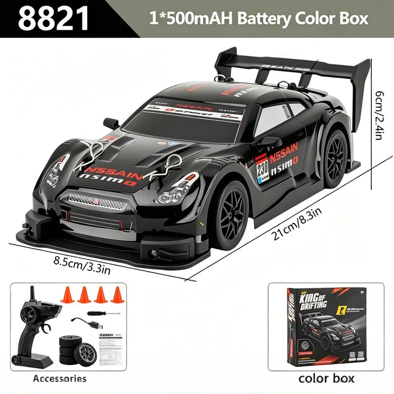 2.4G Remote Control Racing Car 1:24 Scale 4WD High Speed Drift RC Car 20KM/H Replaceable Tires Electric Hobby Toy for Boys Gifts