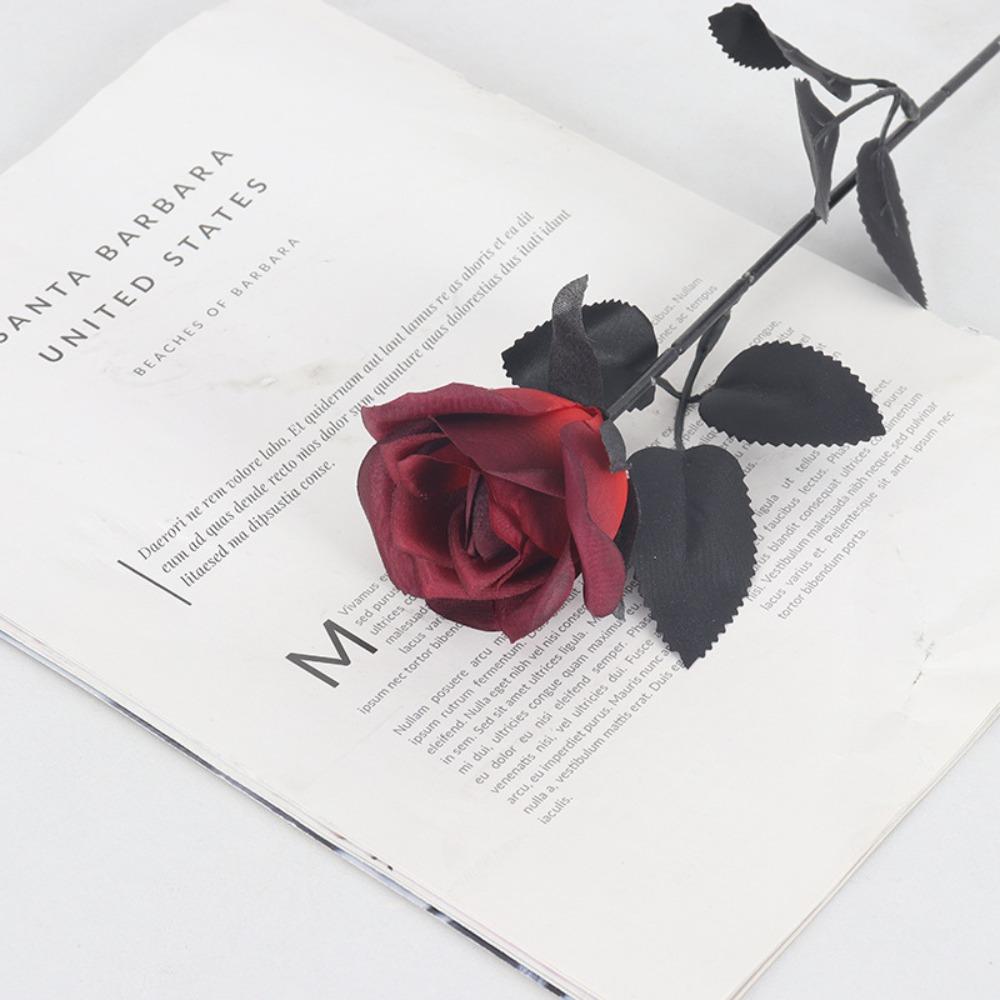 

Black and White Roses Artificial Black Roses Fake Flowers Long Stem with Leaves Home Decor Cemetery Roses DIY Cemetery Flowers