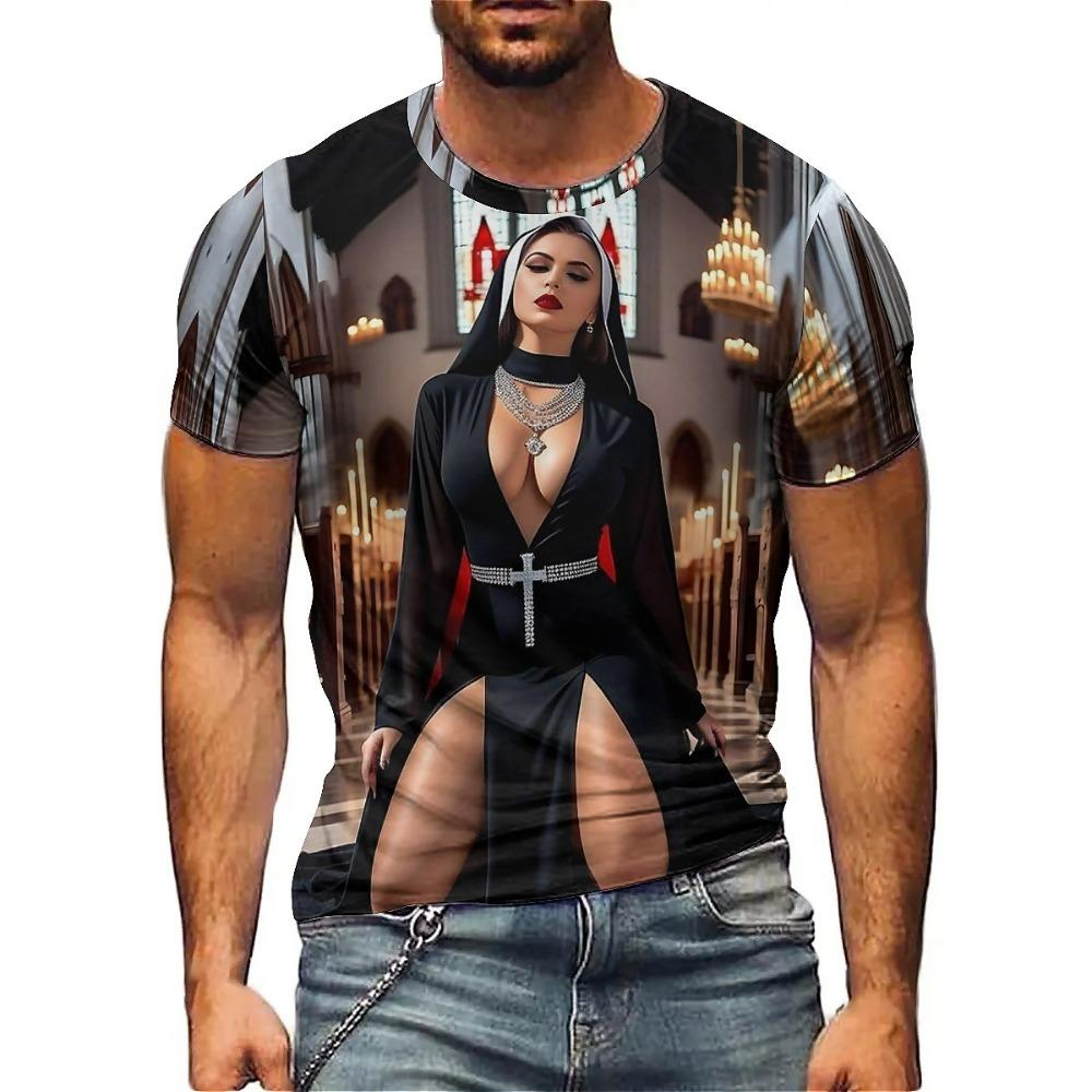 

Чорна чоловіча футболка з 3D-графікою, повсякденна літня футболка, топ з коротким рукавом, вуличний одяг, вінтажний жіночий одяг XXS