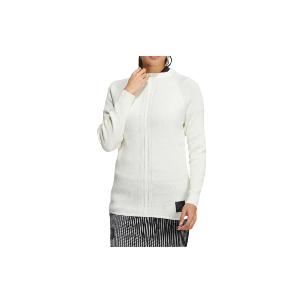 Adidas FW22 Solid Color Logo Label Pullover Cashmere Sweater Women Sweater White HG1677