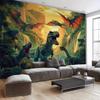 Kids Dinosaur Sunset Tapestry, 150x100cm Tropical Jungle Waterfall Jurassic Landscape Wall Art for Bedroom, Living Room