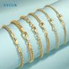 VFOOK Bulk 925 Silver Gold Plated  0.8mm 1.8mm Wheat Chain for Bracelets Necklaces Jewelry Making