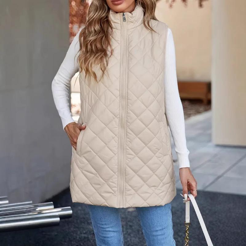 Women S Solid Color Hooded Vest With Zipper Pockets Winter Warm