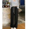 150cm Elastic Waist Drapey Loose Wide-Leg Pants with Tie High Waist