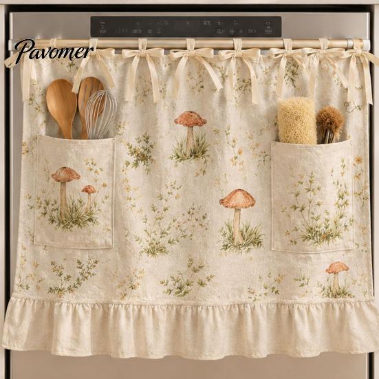 Sunshade Curtains for Kitchen Oven Curtain with Pockets, Dustproof Durable Polyester Hanging Drape, Window Valance Easy Wash Decorative Shade