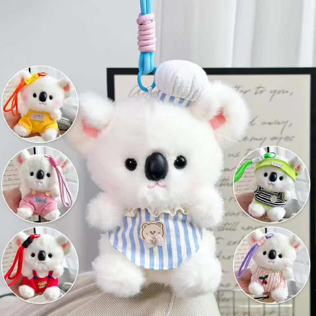 Cute Koala And Bunny Plush Keychain Mini Cartoon Doll Pendant Adorable Desk Companion Toy