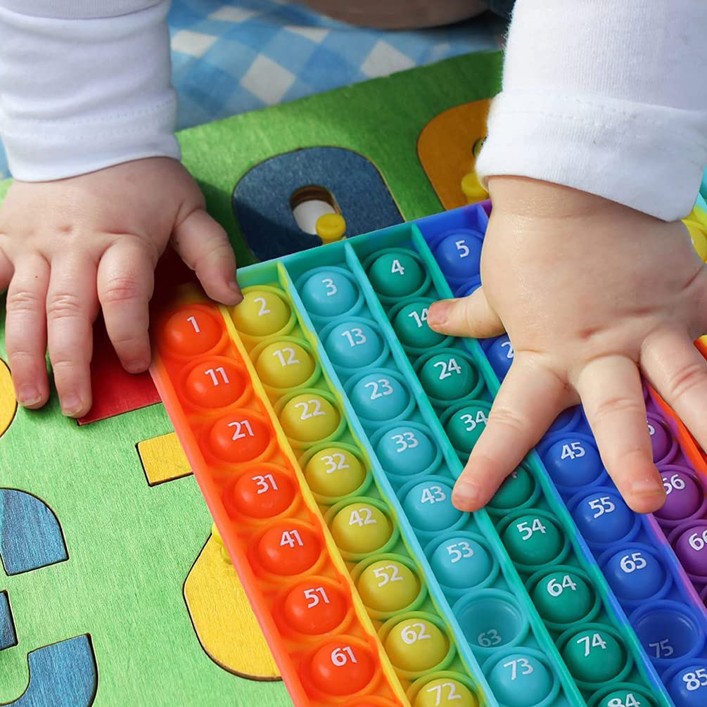 Stlačovací hračka Push Pop Vzdělávací autistická deska Push Pop Úleva od stresu Dekomprese pro děti a dárek k narozeninám (Čísla 1–100) Hračka, Neposeda, Úleva,