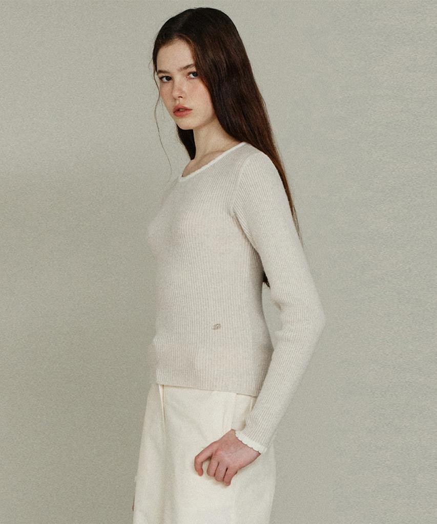 ITOV SEOUL Lambswool Scallop Slim Knit Ot