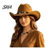 Fashionable Outdoor Felt Hat Wool Fedora, Unisex Western Cowboy Hat, Retro Wide Brim Stylish Winter Accessories Cowgirl Jazz for Women Men Autumn