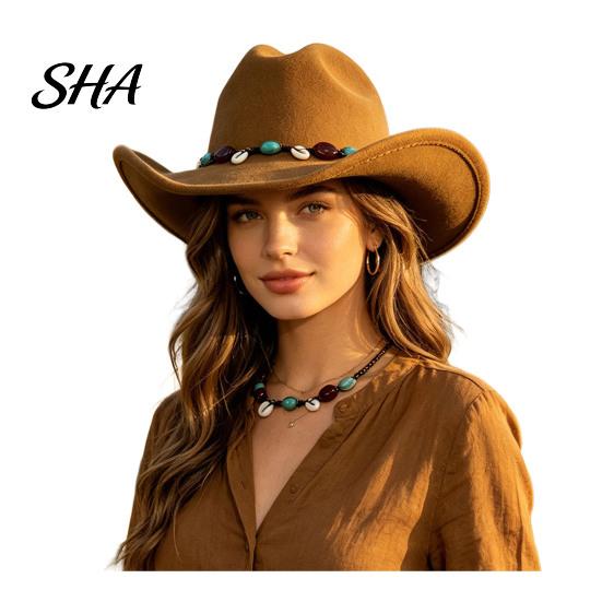 Fashionable Outdoor Felt Hat Wool Fedora, Unisex Western Cowboy Hat, Retro Wide Brim Stylish Winter Accessories Cowgirl Jazz for Women Men Autumn
