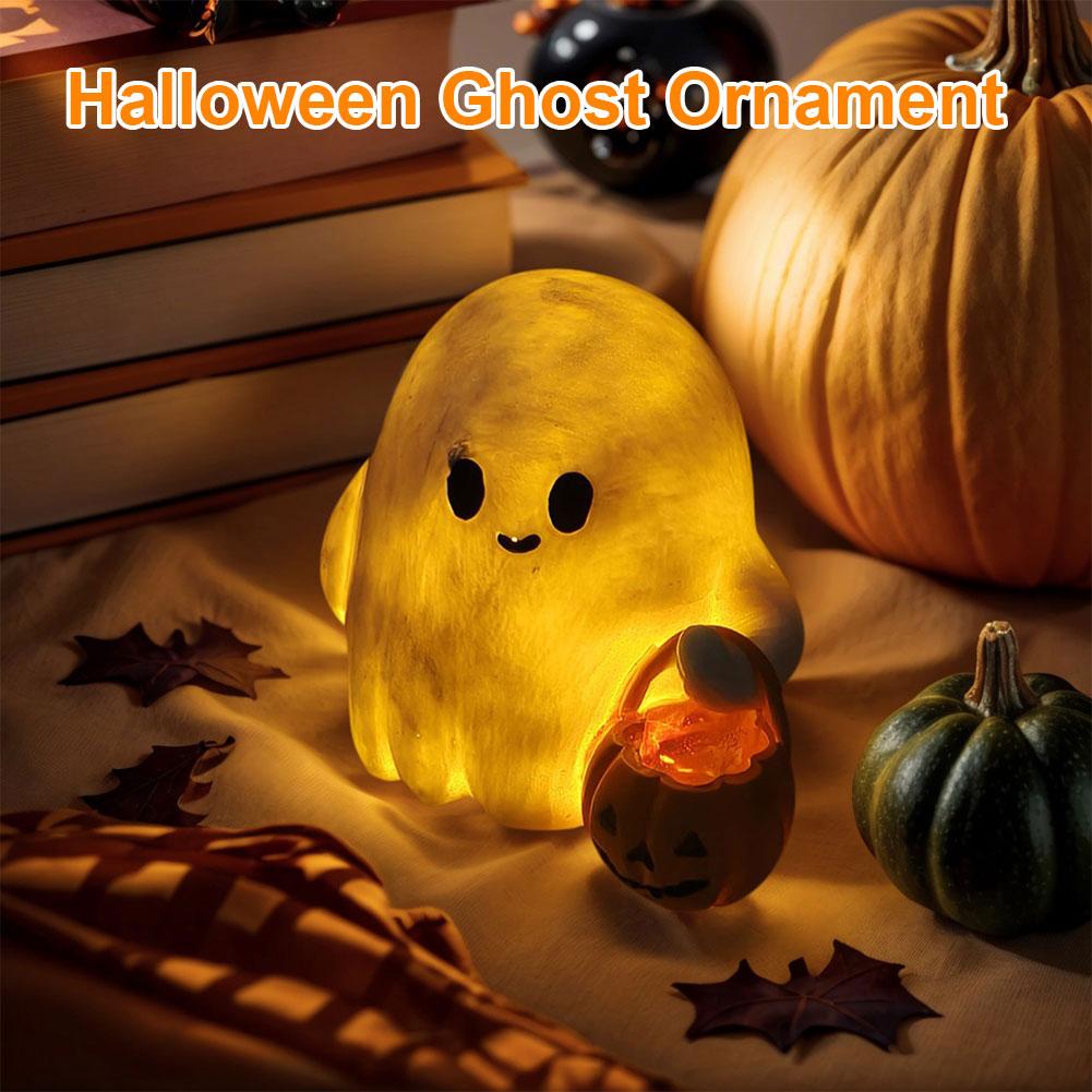 Halloween Ghost Figurine with Pumpkin Cute Ghost Figurine Halloween Ghost Statue for Halloween Decorations Home Decor