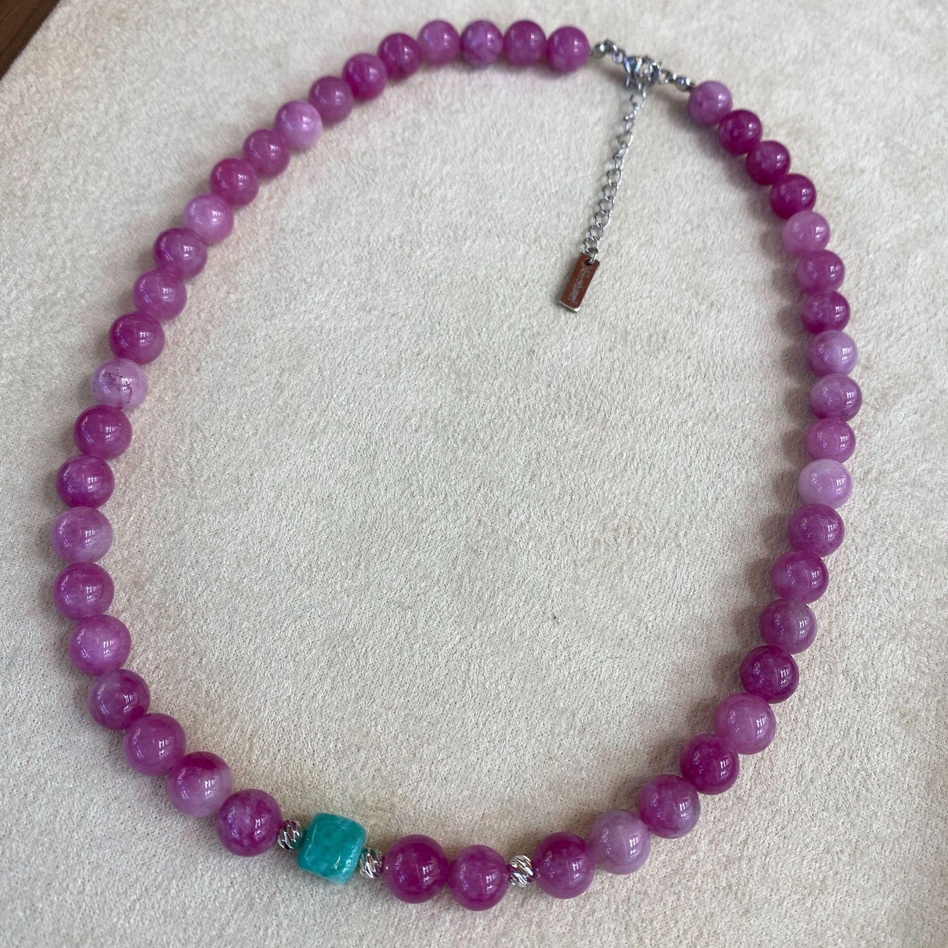 

8M Rose Red Tourmaline Round Bead Necklace With Old Mine Tianhe Stone Women S Chinese Niche Beaded Collarbone Chain