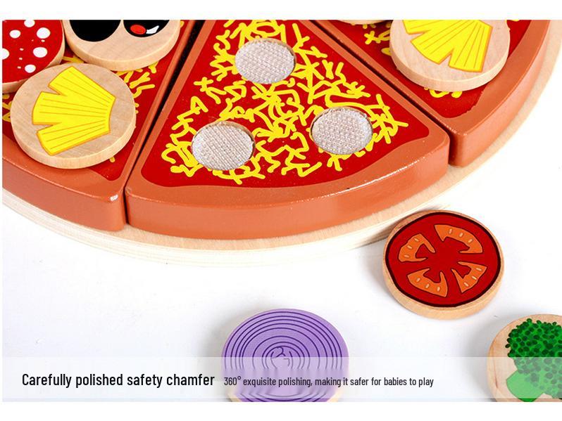 Wooden Play Kitchen Set: Simulated Vegetables, Shiitake Mushrooms, and Pizza Cutting Toy