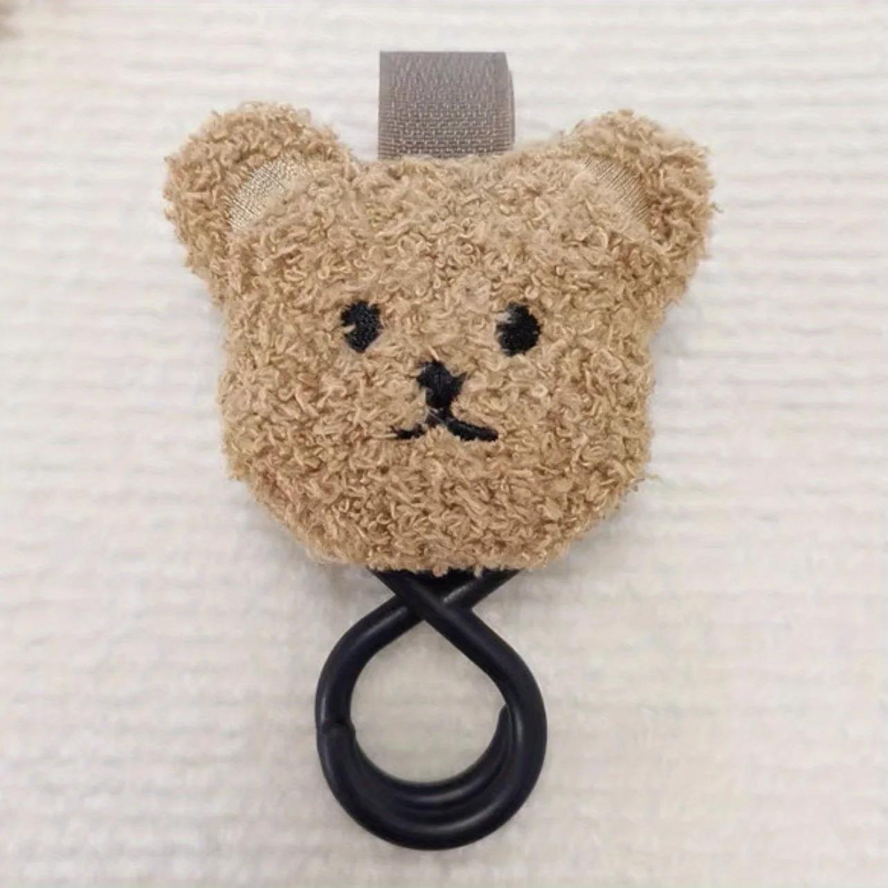 Cute Plush Bear Baby Stroller Hook For Stroller Heavy Duty Universal Stroller Hanger And Strap Stroller Accessories For Mom