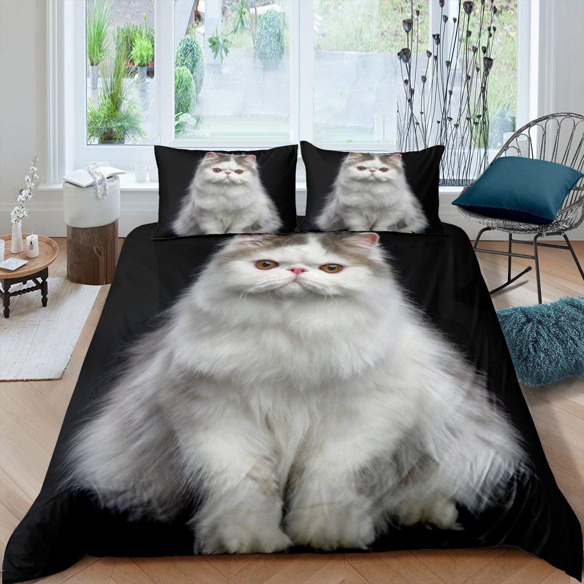 

Комплект постельного белья с изображением кота, красочные домашние кошки для детей, мальчиков, девочек, подростков, милый котенок, пододеяльник, 3D-подарок в виде животного, украшение для комнаты с застежкой-молнией 70x133cm 2pcs