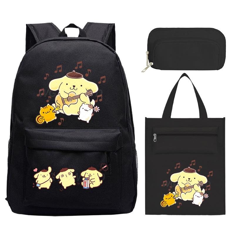 Pudding Dog Cartoon Children'S Schoolbag Three-Piece Set For Primary And Secondary School Students Versatile Backpack Tutoring Bag Pencil Case