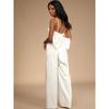 Export Single Elegant Aura Lu's Sling Smooth Fabric Pure White Sexy V-neck All-Matching Temperament and Beautiful Jumpsuit