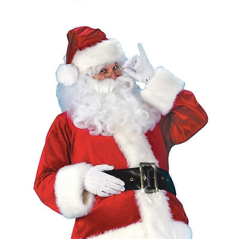 7PCS Santa Claus Father Costume Xmas Flannel Suit Mens Adult Fancy Dress