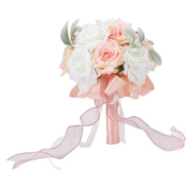 Wedding Bouquets for Bride Soft Ribbon Bridal Bridesmaid Holding Flowers Artificial Rose for
