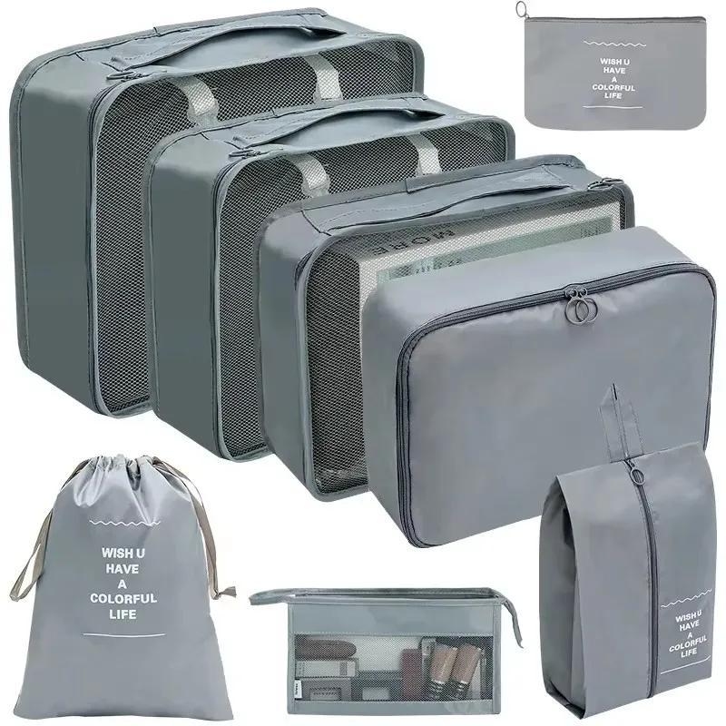 8 Pcs Set Travel Organizer Storage Bags Suitcase Packing Cubes Set Cases Portable Luggage Clothes Shoe Tidy Pouch Folding