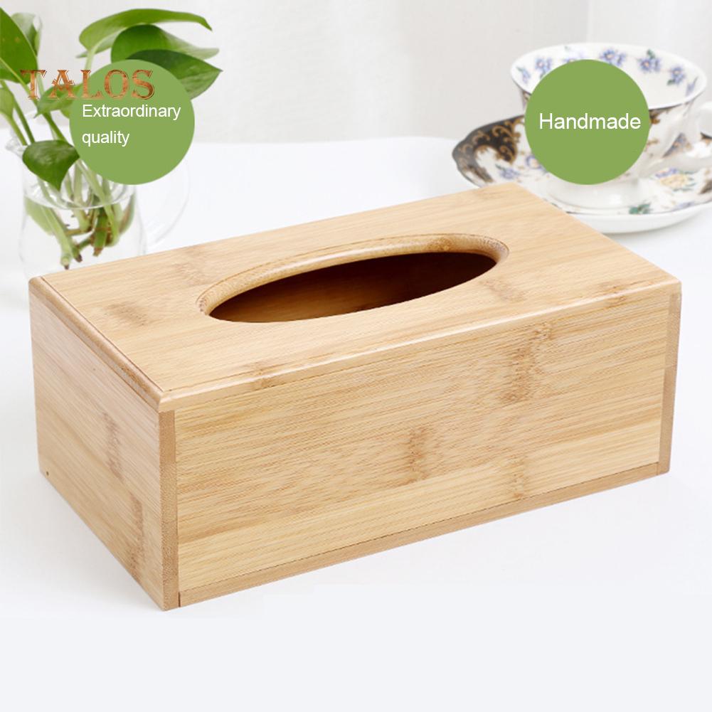 FLH Wooden Cubic Rectangular Tissue Storage Box Paper Case Home Hotel Napkin Holder