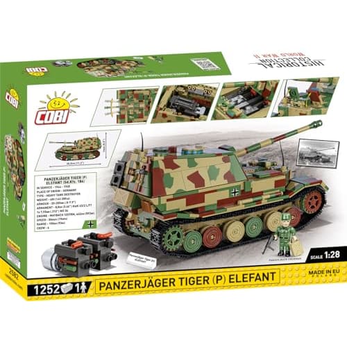 COBI 2582 Panzerjager Tiger Elefant HC WWII 1:28 Brick Model Tank 1252pcs