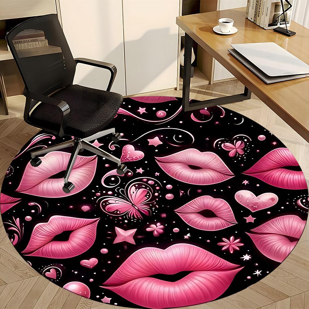 1 Stück Lippen Schmetterling Stuhl Teppich für Büro, Innenbereich Rutschfester Waschbarer Polyesterfaser Teppich, Matte Für Büro, Maschinenwaschbar