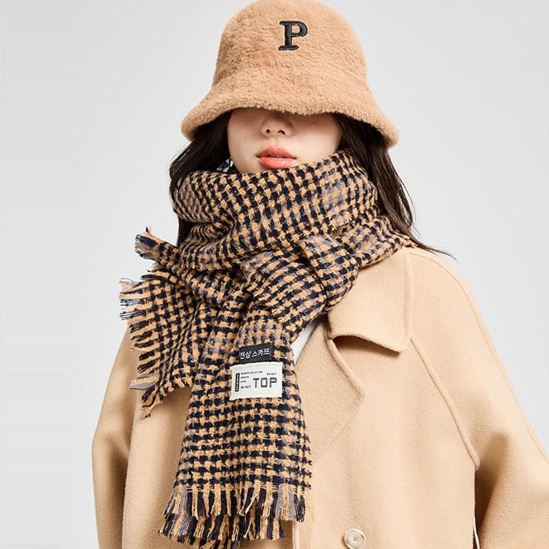 Scarf Winter couple scarf lengthened and thickened to keep warm, birthday gift for girlfriend, knitted plaid striped shawl