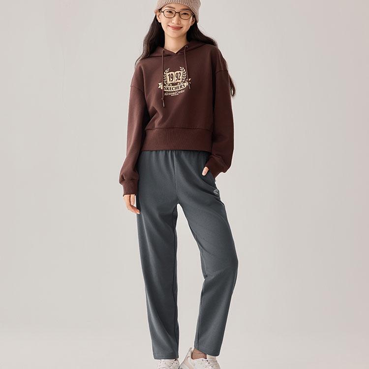 Skechers Warm And Cold Resistant Straight Leg Casual Commuter Soft Comfortable Knitted Sports Pants Women Bottoms L425W093-013P