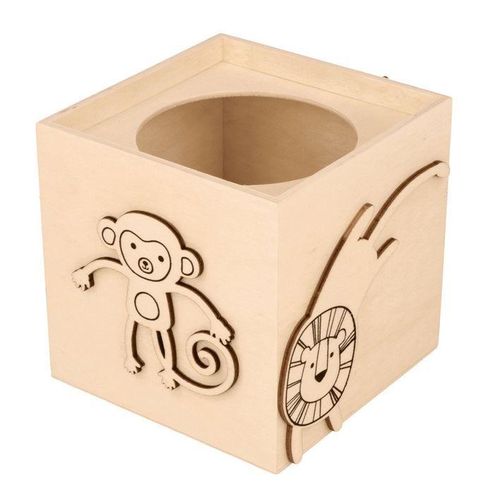 Pot à crayon en bois animaux de la savane
